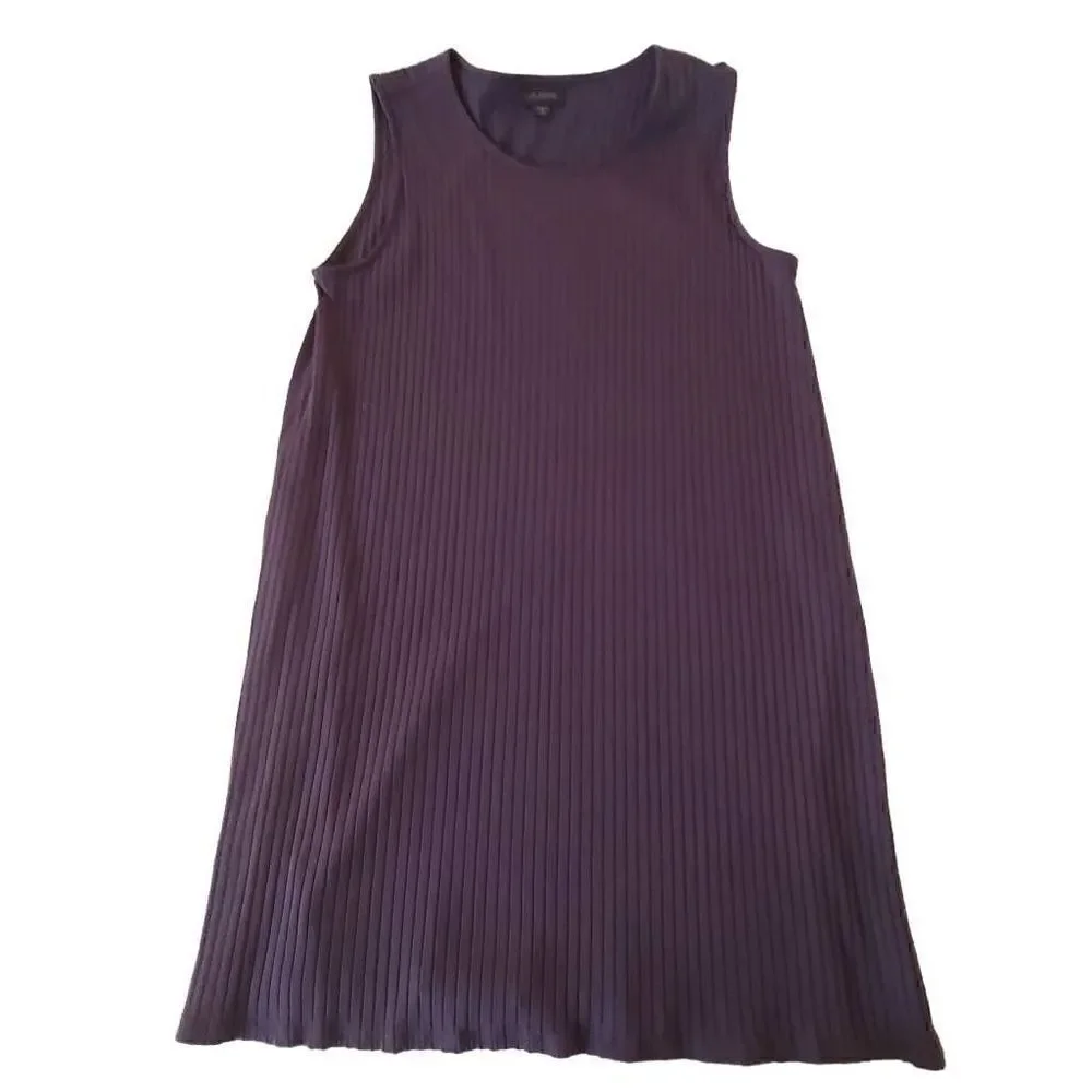 J Jill Womens Ribbed Sleeveless Shift Grey Casual Dress Medium Petite